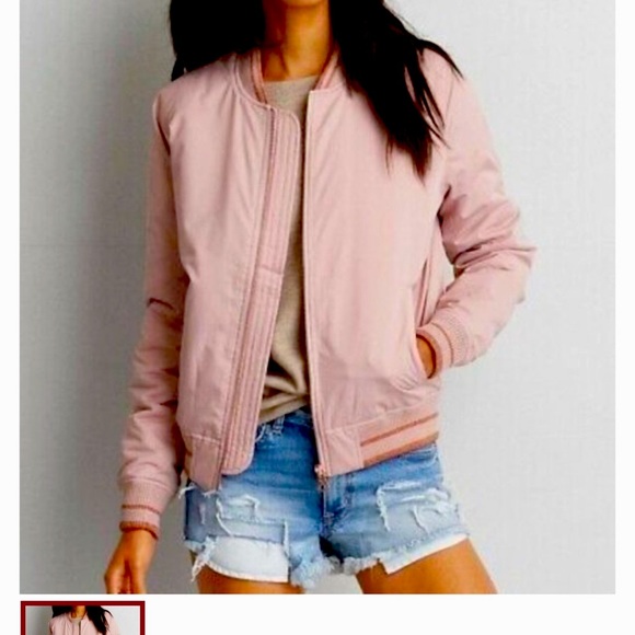 American Eagle Outfitters Jackets & Blazers - American Eagle Pink Quilted Bomber Jacket